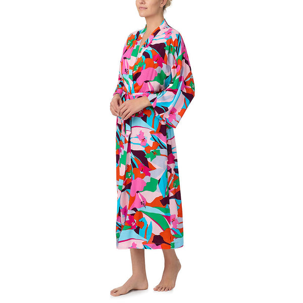 Sanctuary Tropic Mood Long Wrap Robe – Kimono Sleeve Lounge Robe with Belt & Pockets