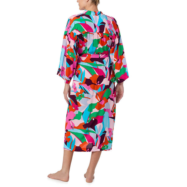 Sanctuary Tropic Mood Long Wrap Robe – Kimono Sleeve Lounge Robe with Belt & Pockets
