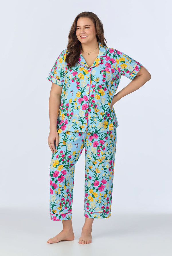BedHead Tropical Paradise Short Sleeve Organic Cotton Jersey Cropped PJ Set