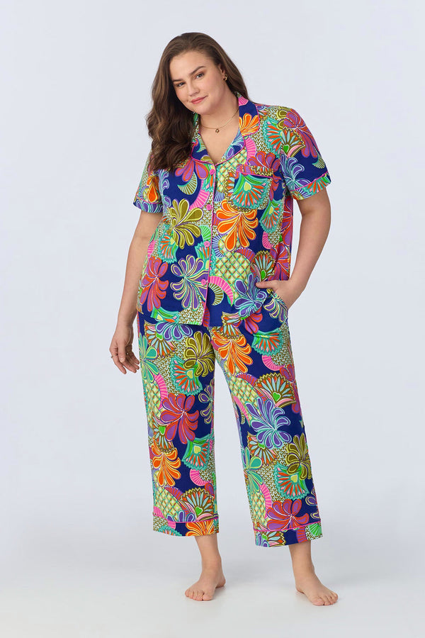 BedHead Zanzibar Paradise Short Sleeve Organic Cotton Jersey Cropped PJ Set