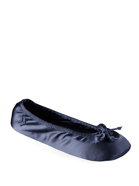 Isotoner Satin Ballerina Slipper Navy