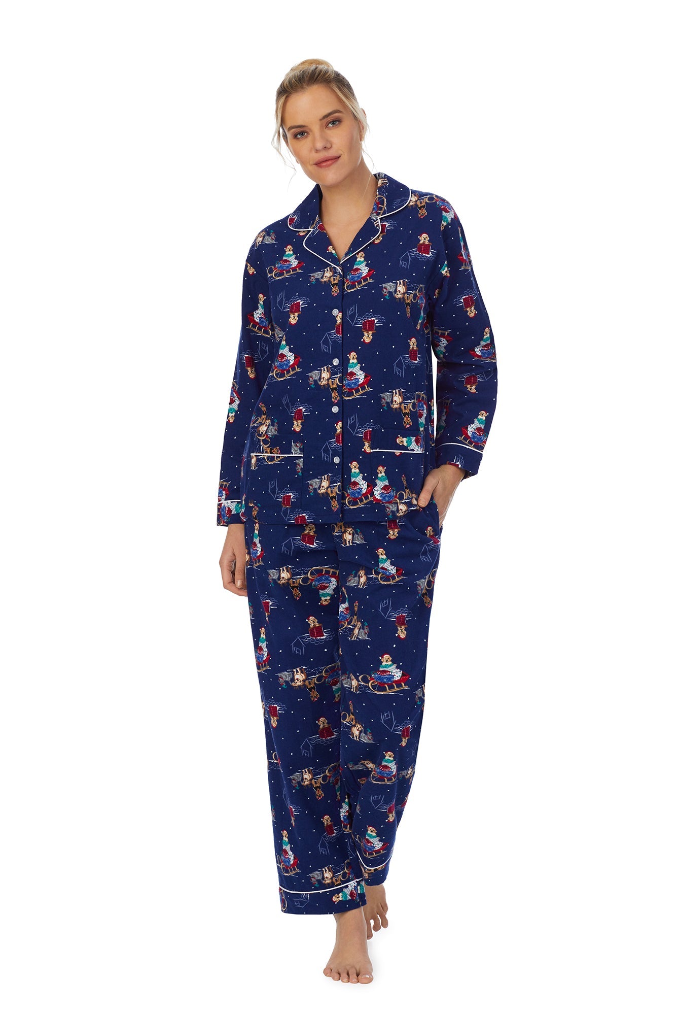 Lanz of Salzburg Cotton Flannel Pajama - Sleigh Pups