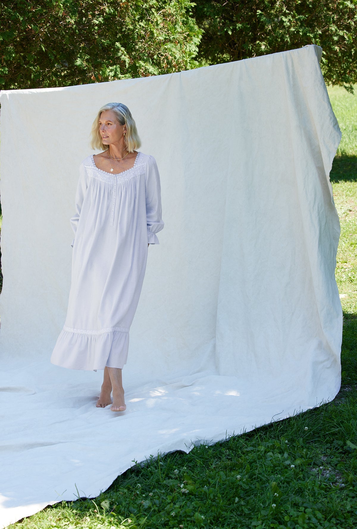 Eileen West Heritage Cotton Flannel Embroidery Long Nightgown