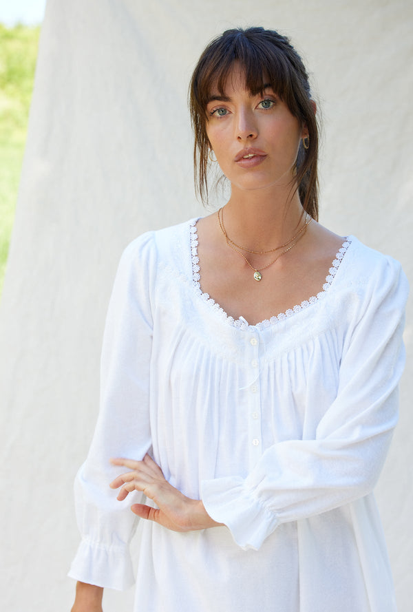 Eileen West Heritage Cotton Flannel Embroidery Long Nightgown