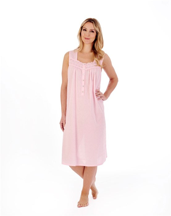 Circular Dobby Dot Cotton Sleeveless Nightgown