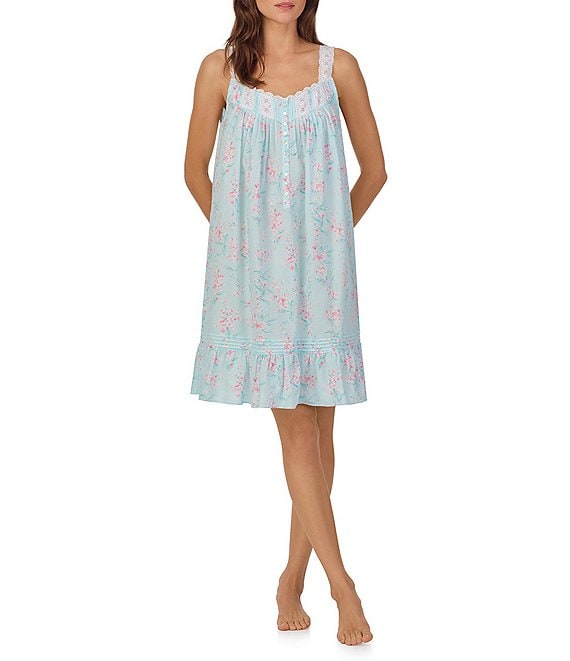 Eileen West Aqua Short Lawn Cotton nightgown