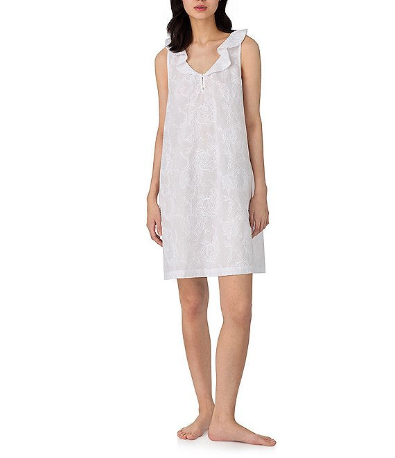 Lauren by Ralph Lauren Lawn Cotton Embroidered Nightgown