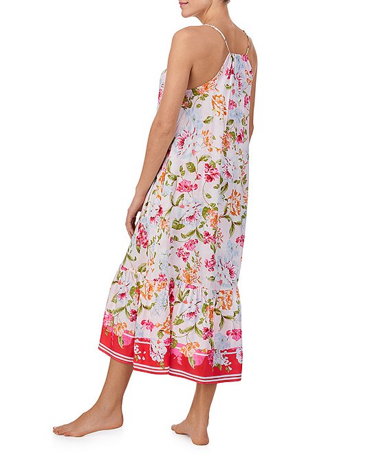 40 Winks Pocketed Sleeveless Floral V-Neck Woven Midi Chemise