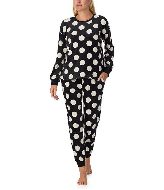 Kate Spade New York Stretch Velour Polka Dot Jogger Pajamas