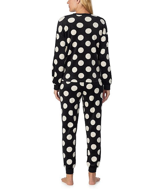 Kate Spade New York Stretch Velour Polka Dot Jogger Pajamas