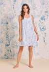 Eileen West Lawn - The "Eileen" Aqua Bloom Cotton Lawn Short Chemise Nightgown