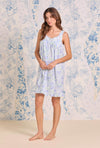 Eileen West Lawn - The "Eileen" Aqua Bloom Cotton Lawn Short Chemise Nightgown