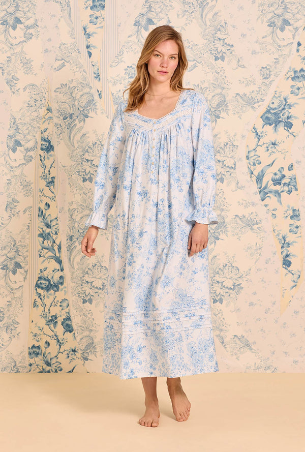 Eileen West Cotton Flannel Long Nightgown Chateau Bloom