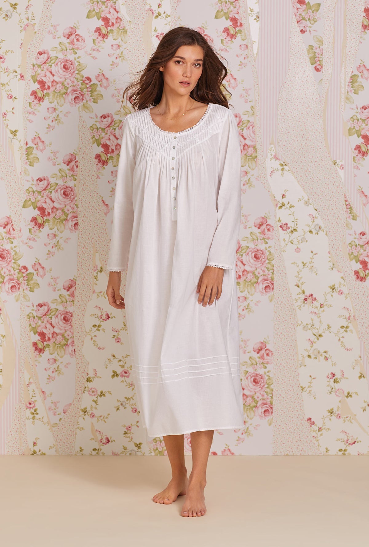Lawn Cotton Long Sleeve Nightgown - Poetic Balance