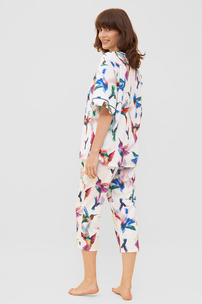 Hummingbird Print Half Kimono Sleeve Pajamas