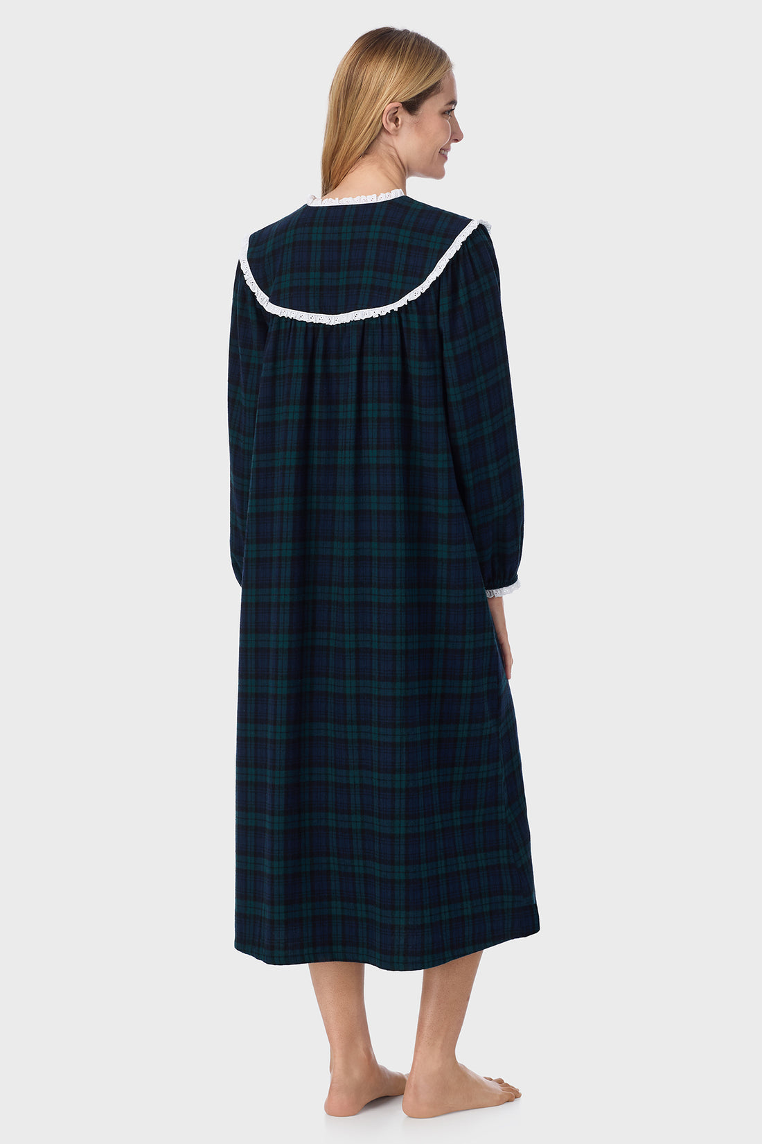 Lanz of Salzburg Open Neck Pocketed Flannel Gown