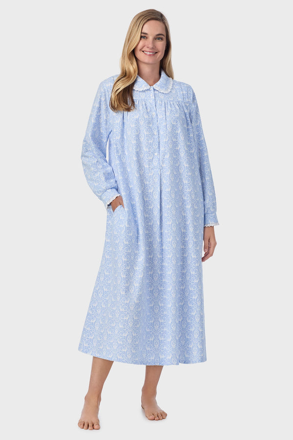 Lanz of Salzburg Peter Pan Collar Flannel Cotton Nightgown