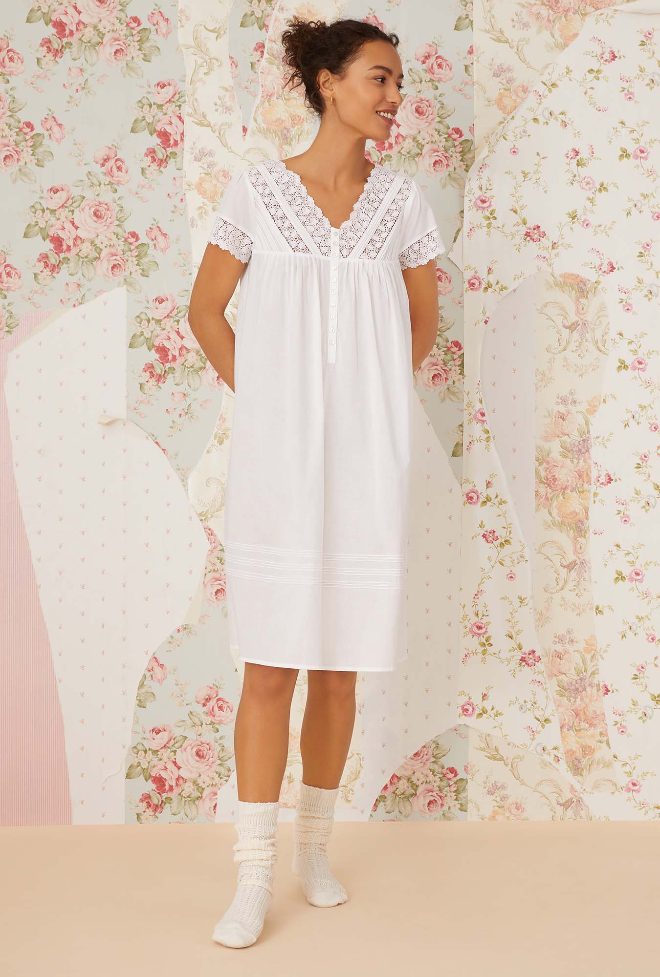 Portofino Waltz Lawn Cotton Nightgown by Eileen West Couture