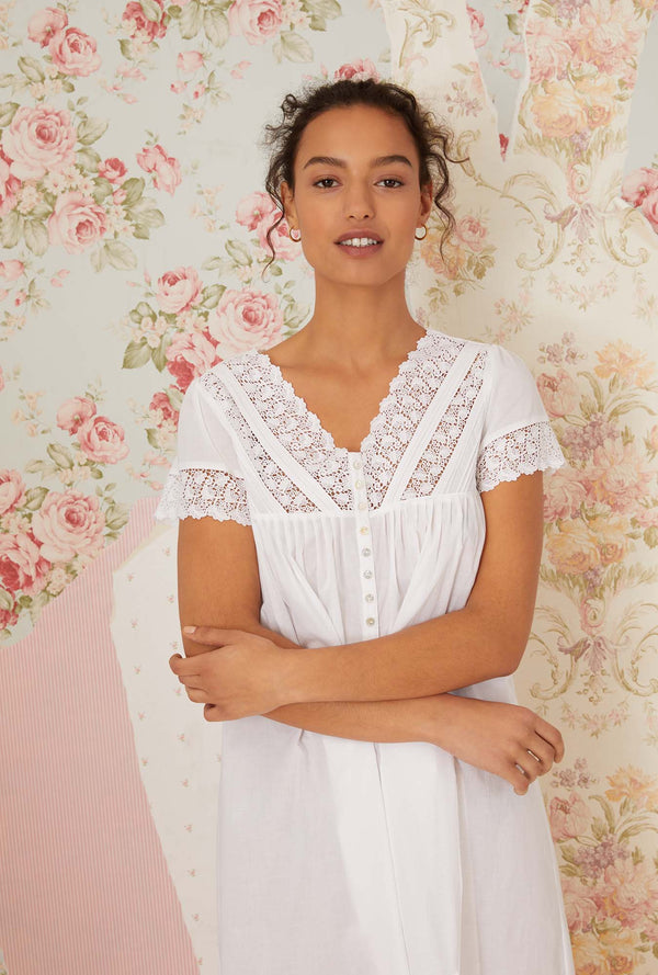 Portofino Waltz Lawn Cotton Nightgown by Eileen West Couture
