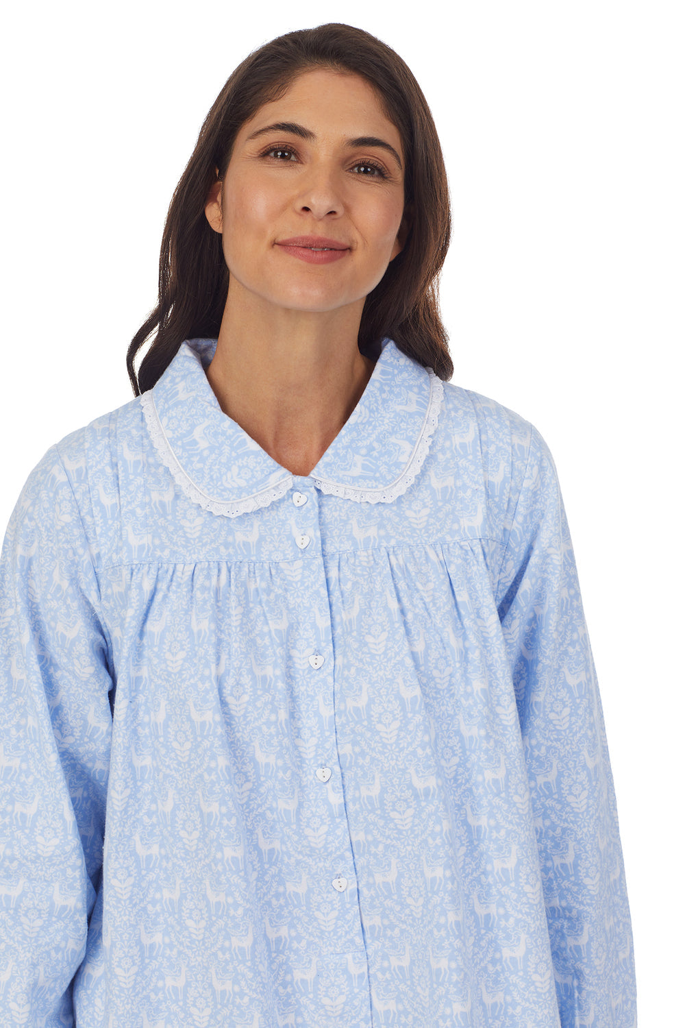 Lanz of Salzburg Peter Pan Collar Flannel Cotton Nightgown