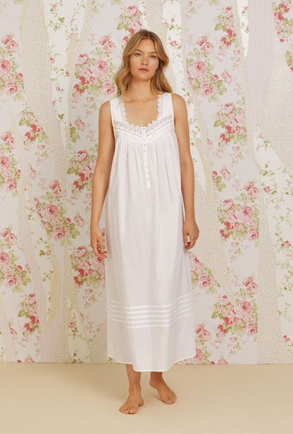 Iconic White "Eileen" Cotton Woven Nightgown