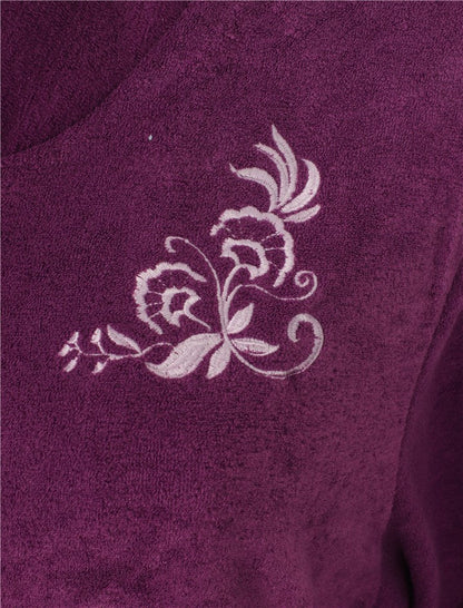 Embroidered Boucle Fleece Zip Down Housecoat