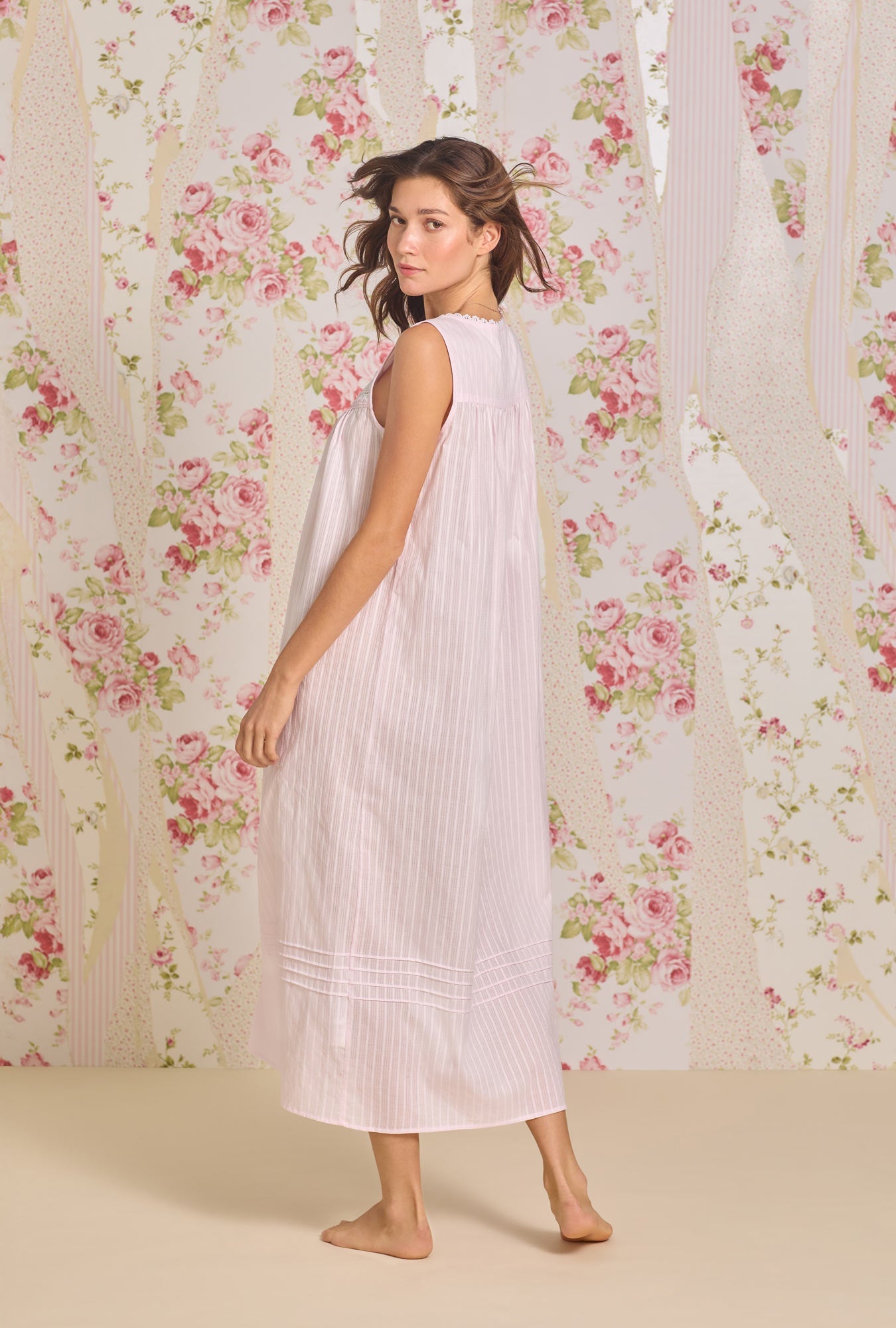 Eileen West Lawn - The Eileen Cotton Dobby Stripe Nightgown