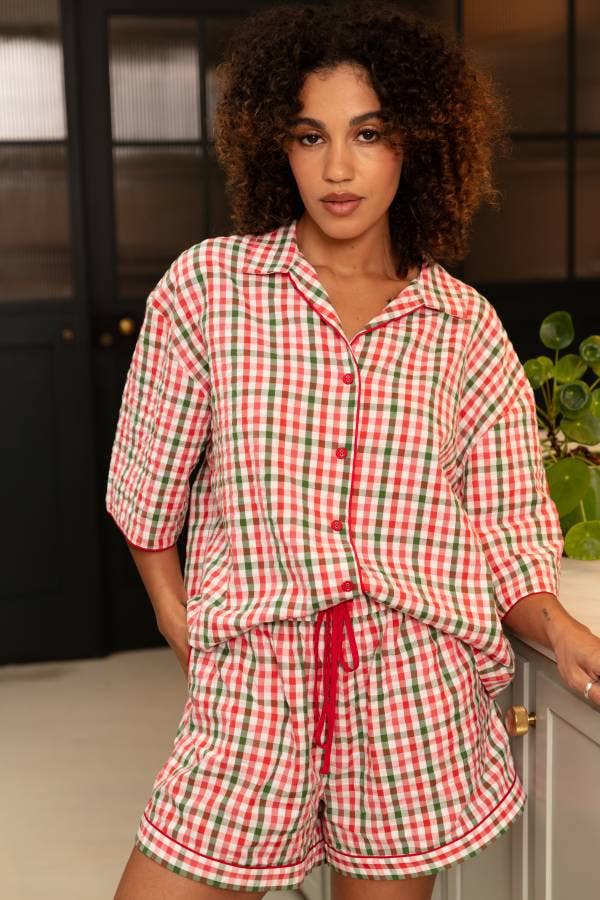 Cyberjammies Tara Seersucker Check 3/4 Shorty Set