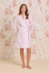 Eileen West Pink Gingham Cotton Lawn Short Wrap Robe