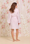 Eileen West Pink Gingham Cotton Lawn Short Wrap Robe