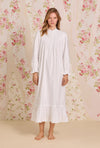 Eileen West Heritage Cotton Flannel Embroidery High Neck Ballet Length Nightgown