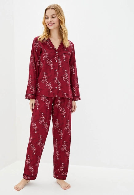 Nora Rose Violet Woven Floral Print Long Sleeve Pajamas