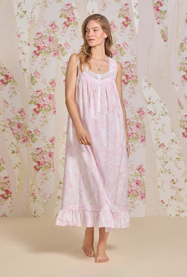 Eileen West Romantic Roses Sleeveless "Eileen" Lawn Cotton Nightgown