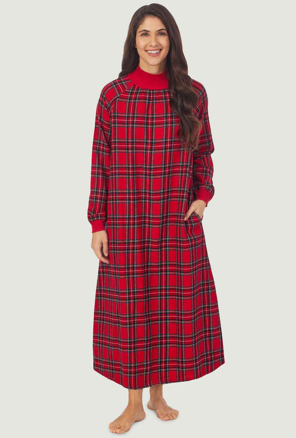 Lanz of Salzburg High Neck Flannel Cotton Nightgown