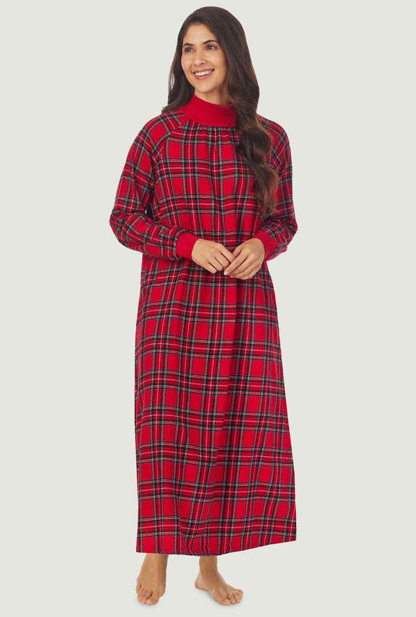 Lanz of Salzburg High Neck Flannel Cotton Nightgown