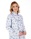 45" Collared Floral Printed Luxury Flannel Nightdress