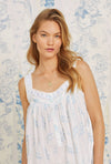 Eileen West Monterey Floral Stripe "Eileen" Lawn Cotton Short Chemise