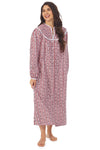 Lanz of Salzburg Open Neck Pocketed Flannel Gown