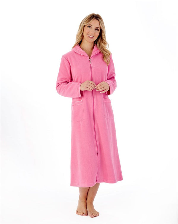 46" Polar Fleece Zip Down Pocketed Housecoat