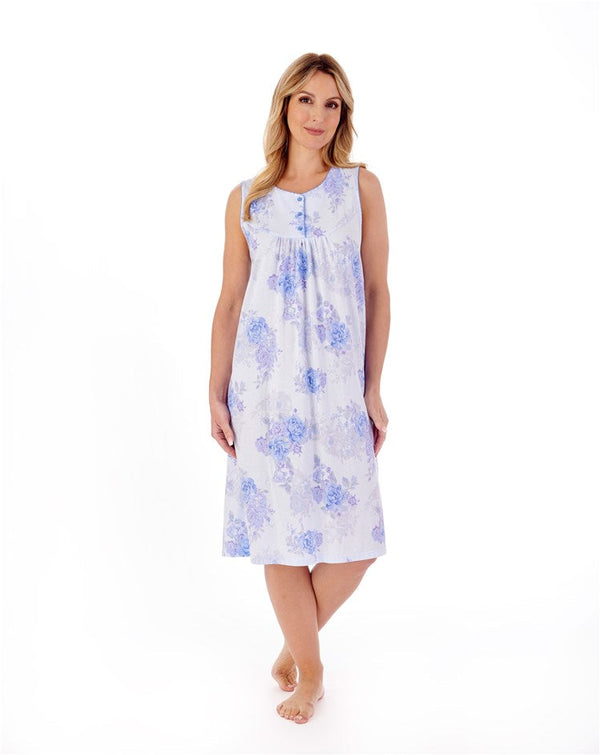 40" Floral Print Cotton Knit Nightgown