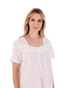 Dobby Dot Woven Cotton Cap Sleeve Nightgown