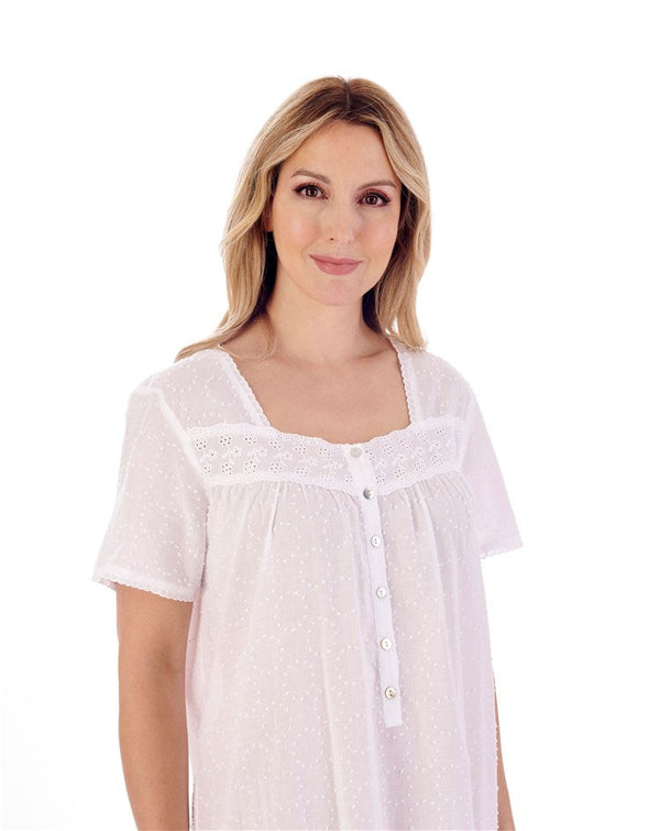 Dobby Dot Woven Cotton Cap Sleeve Nightgown