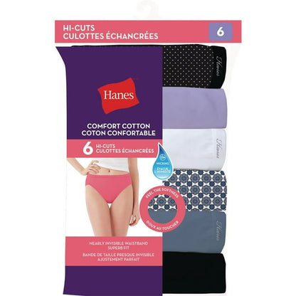 Hanes 6 Pack Hi-Cut Panties