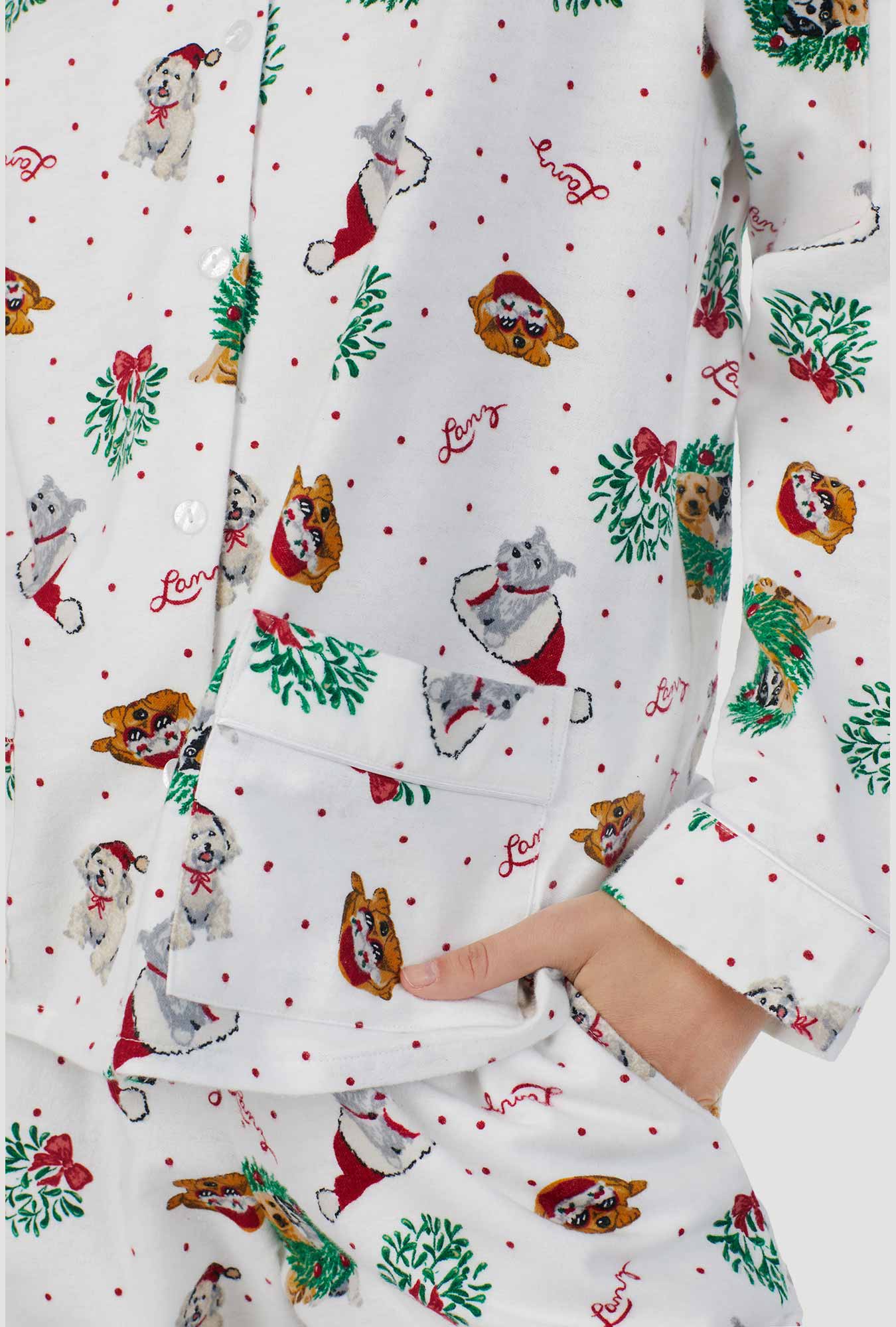 Lanz of Salzburg Cotton Flannel Pajama Holiday Wreaths
