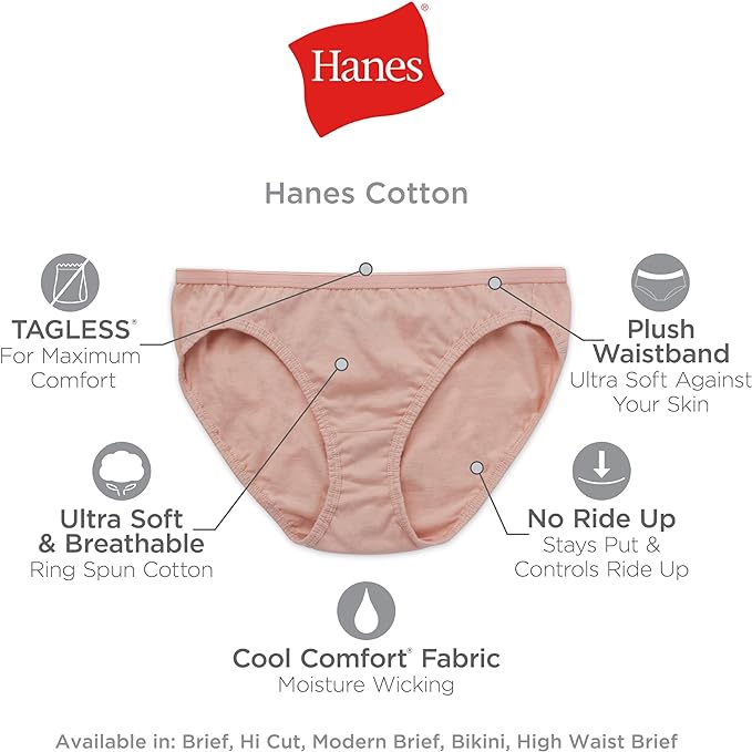 Hanes 6 Pack Hi-Cut Panties