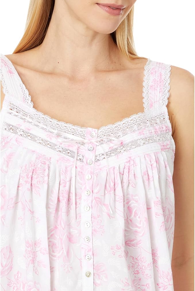 Eileen West Romantic Roses Short Sleeveless Lawn Cotton Chemise