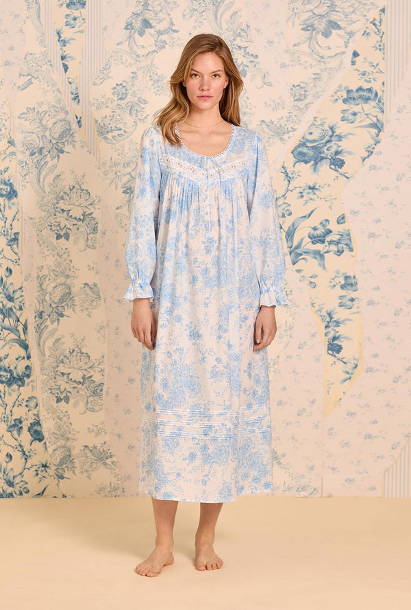 Eileen West Chateau Bloom Long Sleeve Cotton Lawn Ballet Nightgown