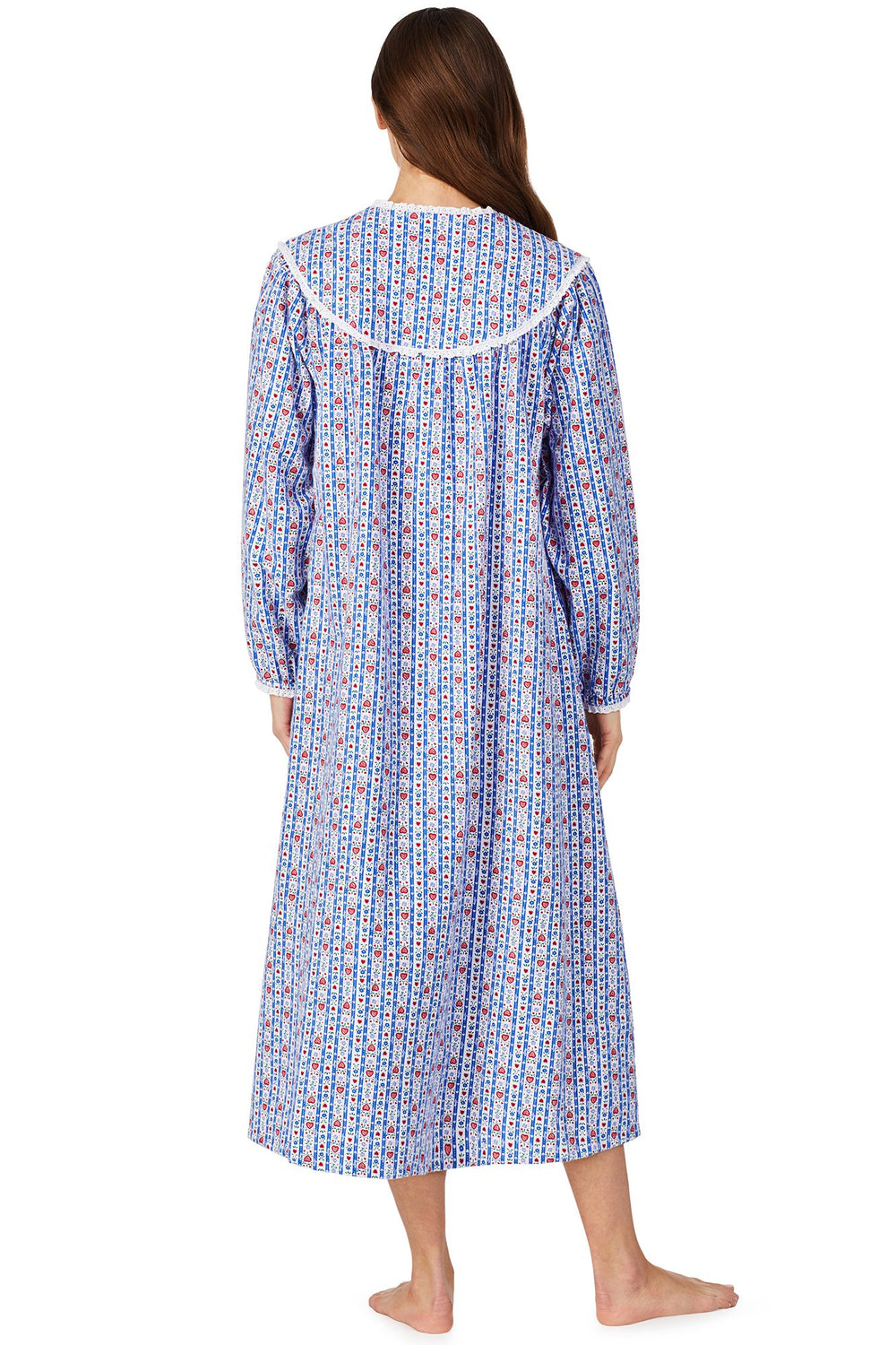 Lanz of Salzburg Open Neck Pocketed Flannel Gown