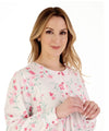 Slenderella Floral Scroll 50” Long Sleeve Jersey Nightdress