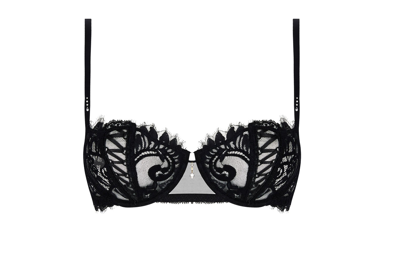Lise Charmel Désirs de Venise Vertical Seam Demi Cup Bra – Black Embroidered Underwire Support